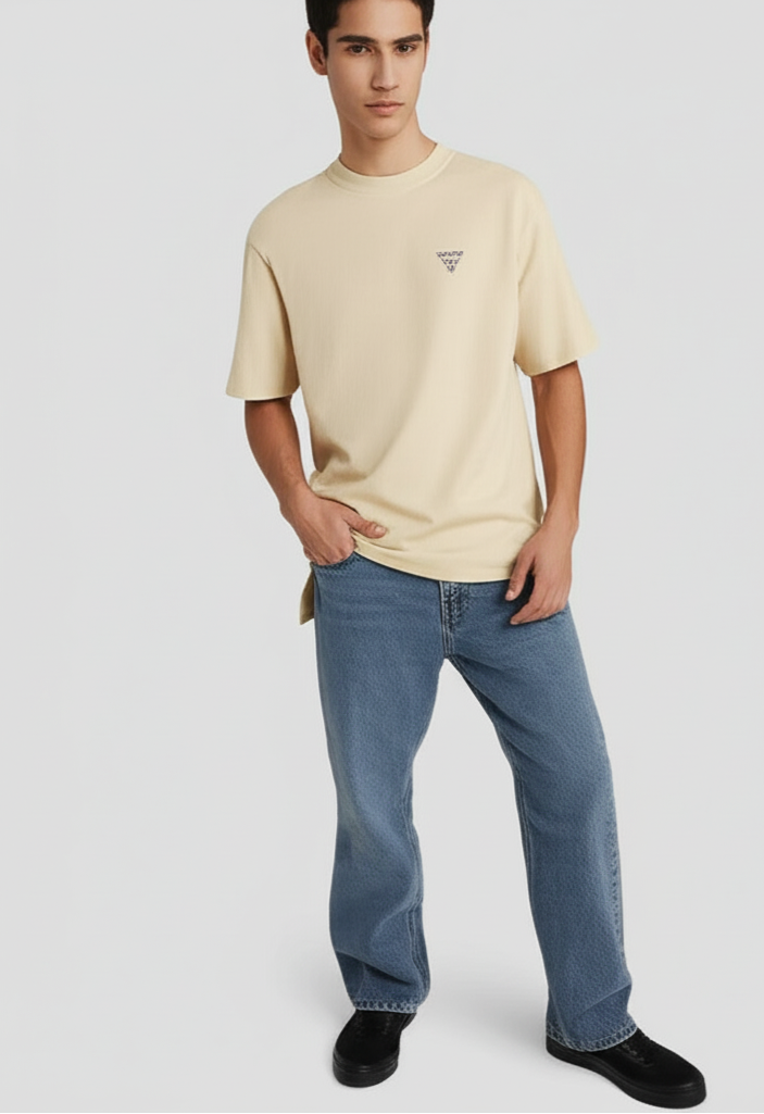 Guess Jeans Men’s Beige Cotton T-Shirt A32