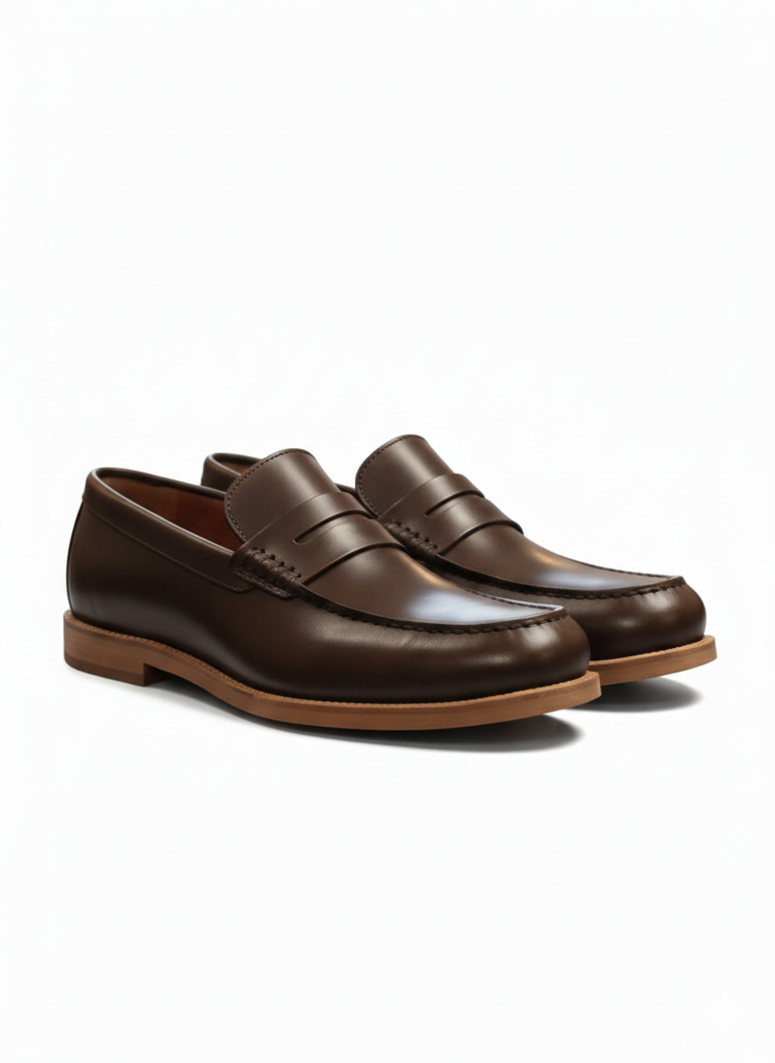 Clarks Men’s Brown Leather Penny Loafers – Classic Slip‑On Dress Shoes with Premium Comfort