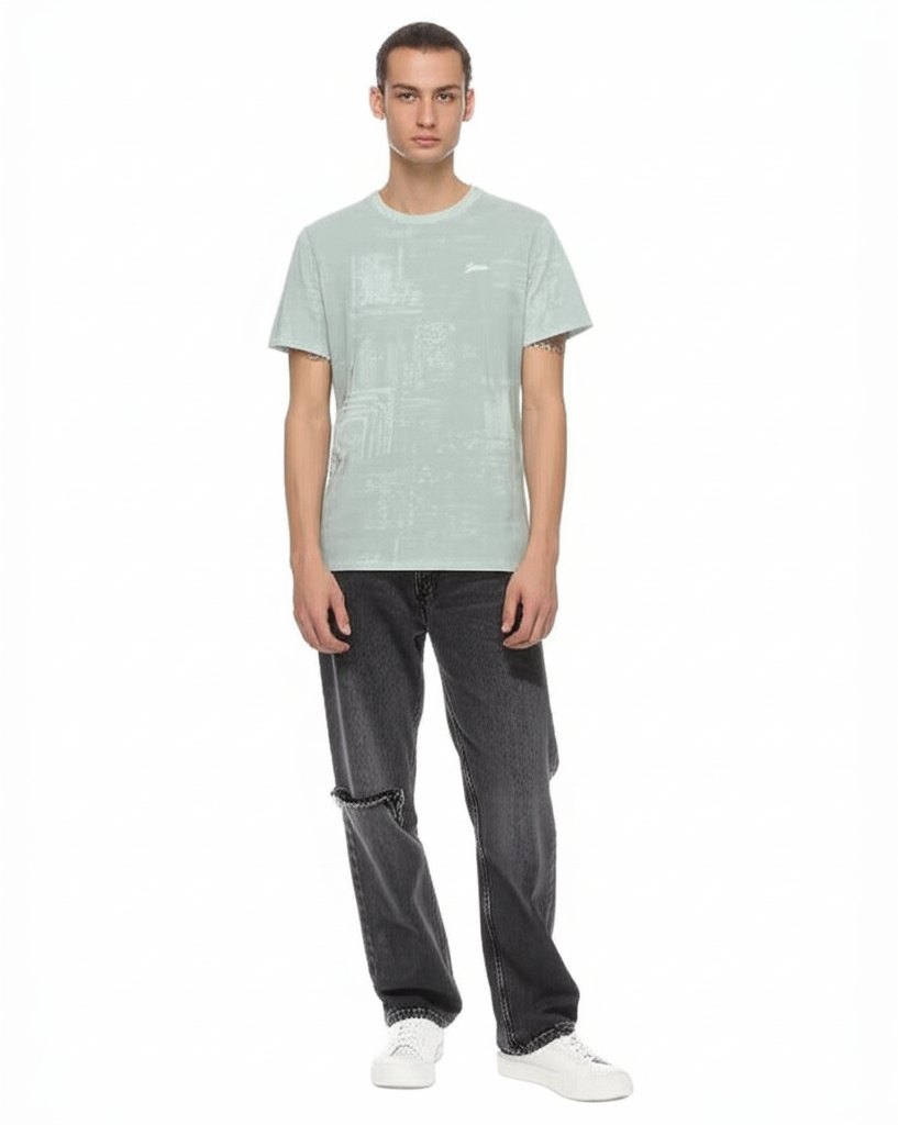 Guess Eco Men’s Light Green Cotton T-Shirt