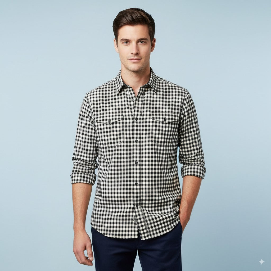Polo by Ralph Lauren G. I. Shirt Mens (LT) Check Pockets Long no Sleeve Cotton