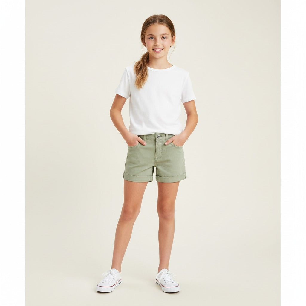 SIZE: 14 REG - Signature by Levi Strauss & Co. Girls Roll Hem Denim Shorts