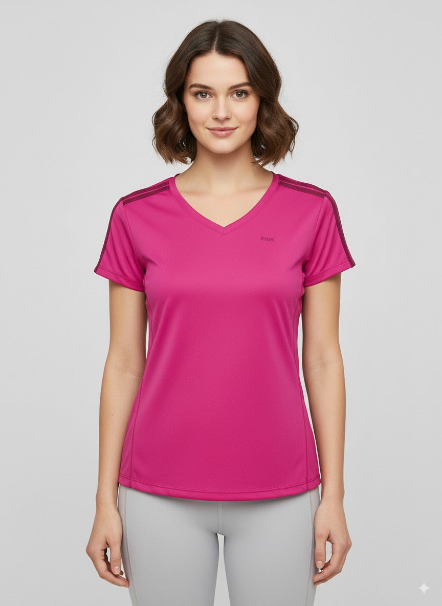 PINK GENERATION Sporty half sleeve T-shirt purified color