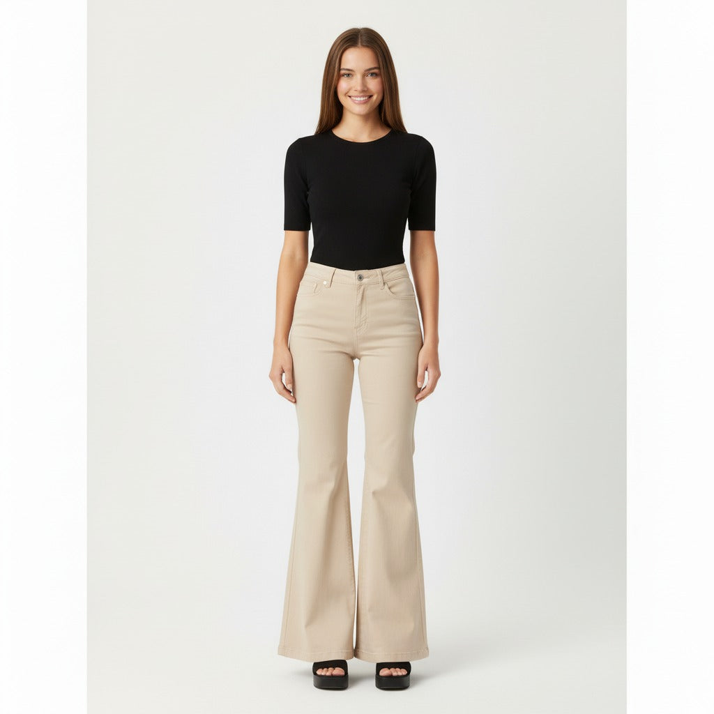 LEROCK WOMEN'S BEIGE COSMETIC JEANS