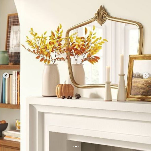 SEALED - 90 CM X 60 CM - Cast Decorative Metal Wall Mirror Gold - Threshold - D