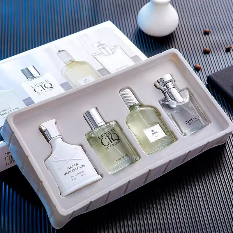 مجموعة عطور رجالية سيلفر تشارم، ربيع جبلي، وعطر صافي أحمر معطر، مجموعة من أربعة عطور