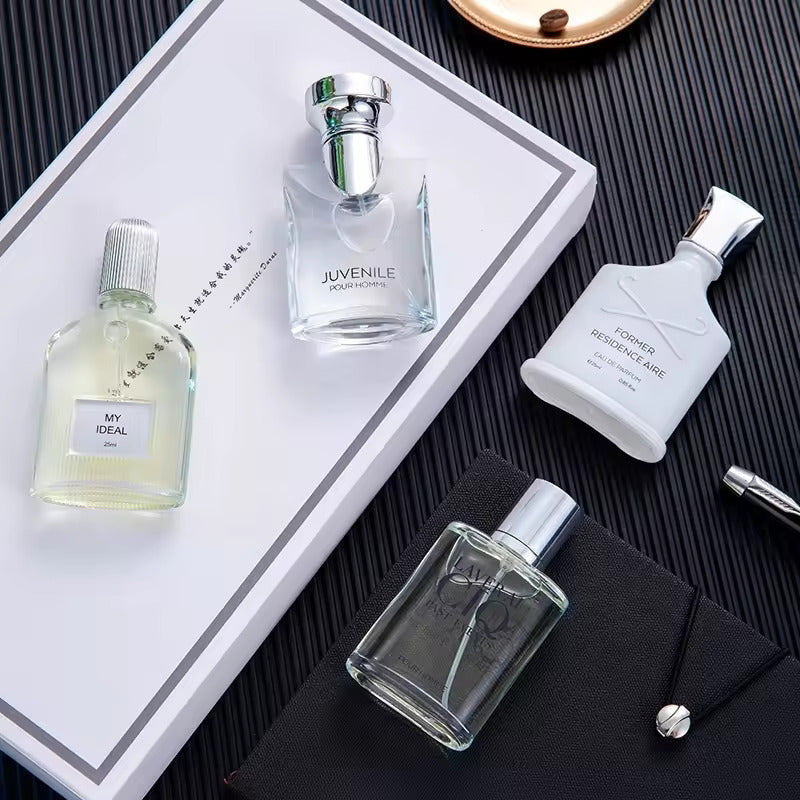مجموعة عطور رجالية سيلفر تشارم، ربيع جبلي، وعطر صافي أحمر معطر، مجموعة من أربعة عطور