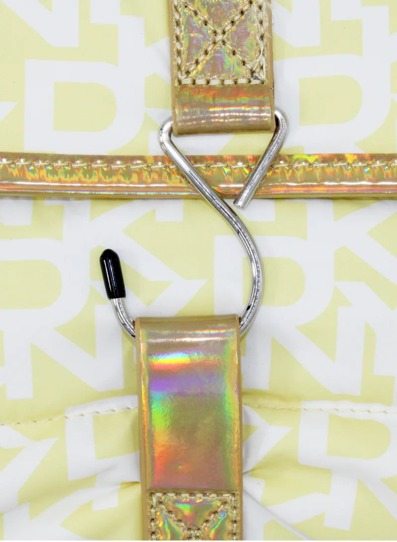 DKNY Vola Signature Puffered Optic White and light Toffee Roll Bag A090SP1