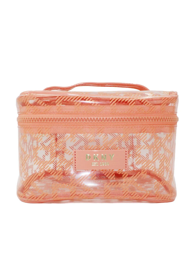 DKNY Square Train Case Peach Side Light weight Cosmetic Bag Storage Bag DA050LD1