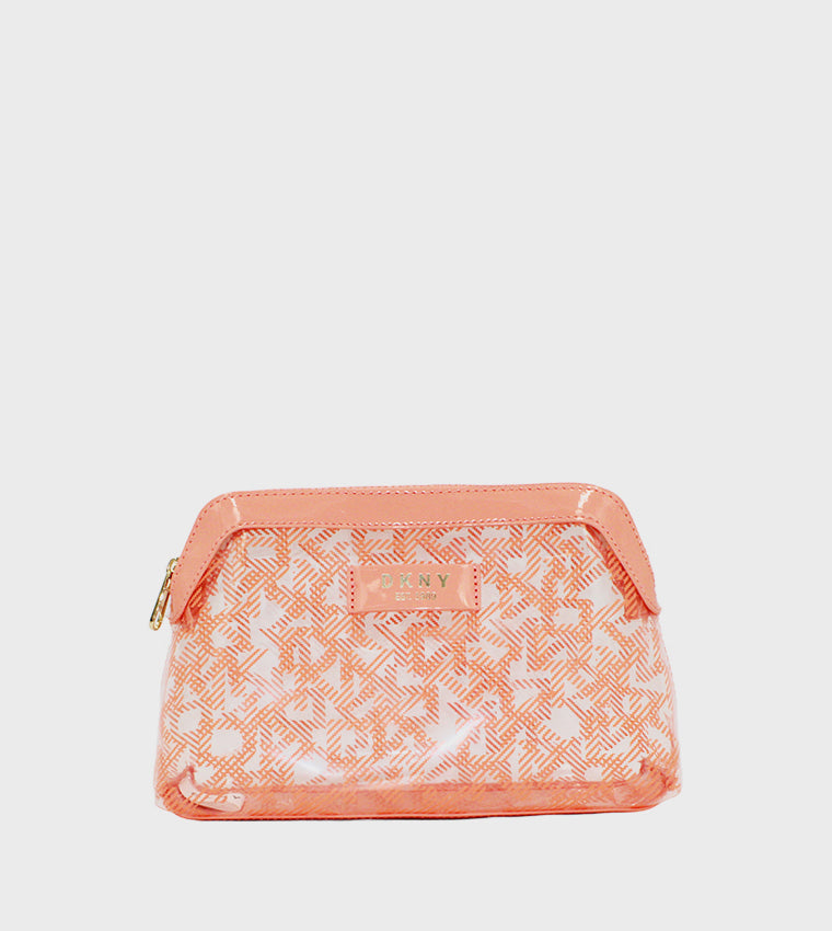 DKNY Largr Beauty Pouch Peachside Monogram Printed Cosmetic Bag Storage Bag DA080LD2