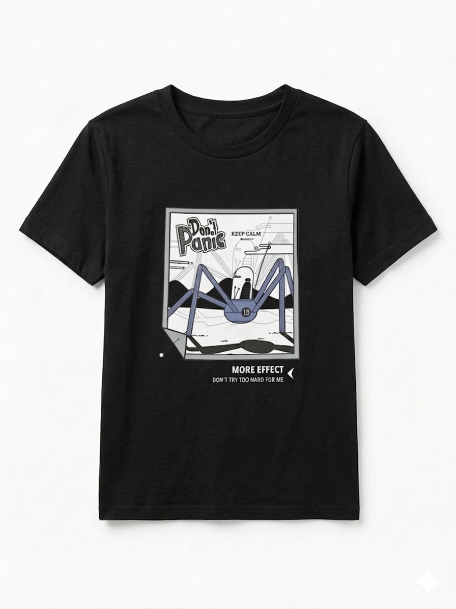 ACHIVER BLACK PRINTED T-SHIRT MEN