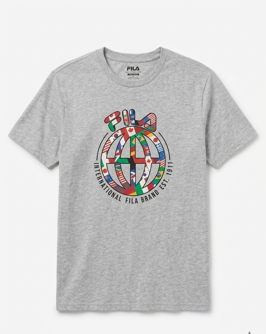 FILA BLACK "INTERNATIONAL FILA BRAND EST.1911" T-SHIRT MEN (Lm21c543-221)