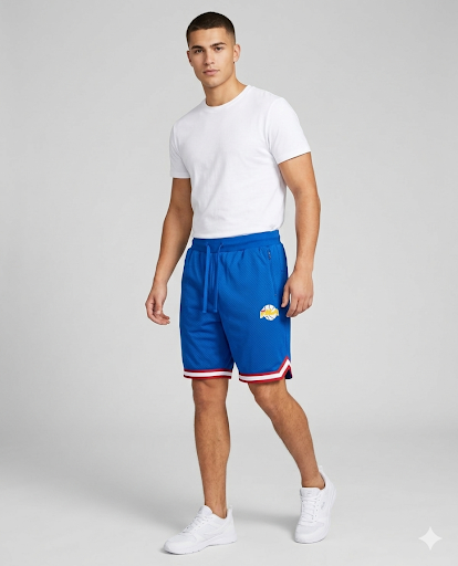 FILA BLUE SHORTS WITH RED AND WHITE STRIPES FOR MEN(lm23c618-466)