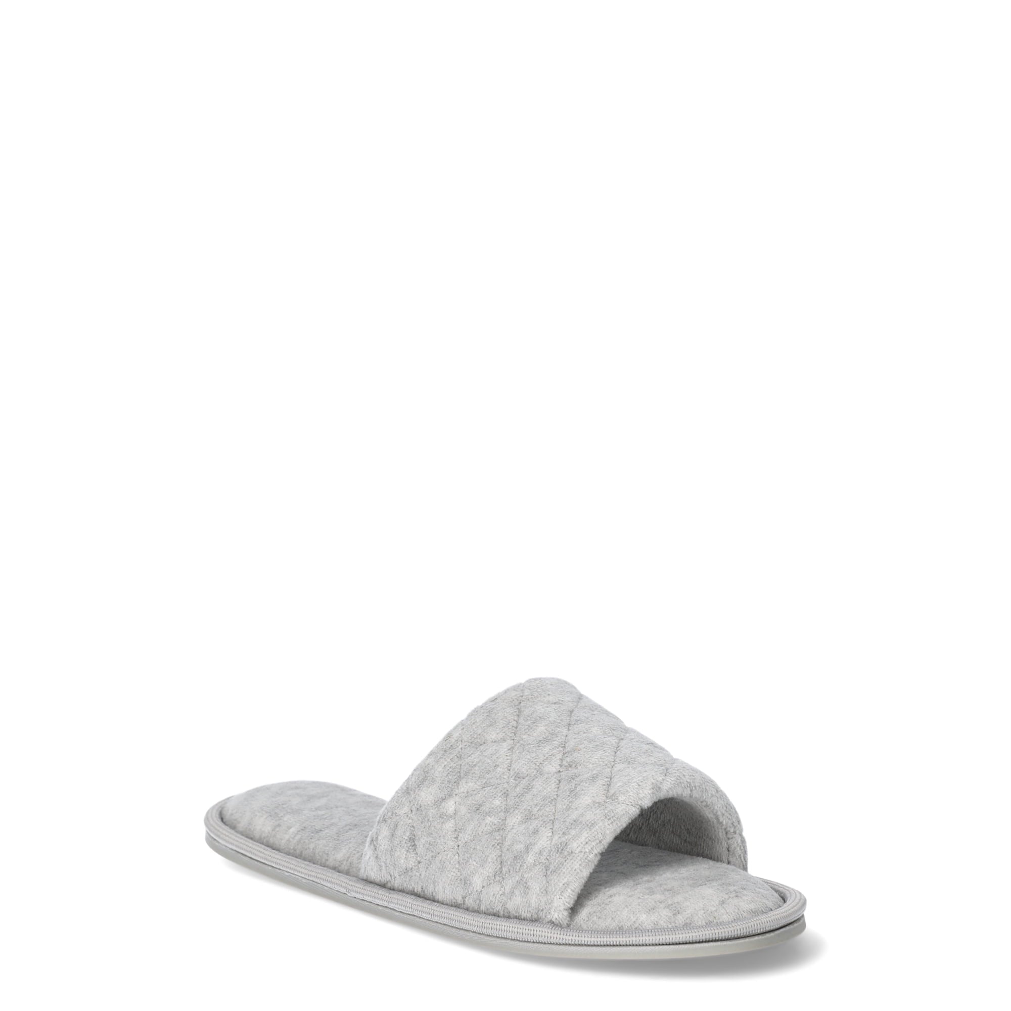 SIZE: 39 - Joyspun Women's Quilted Single Band Slide Slippers, Wide-Width