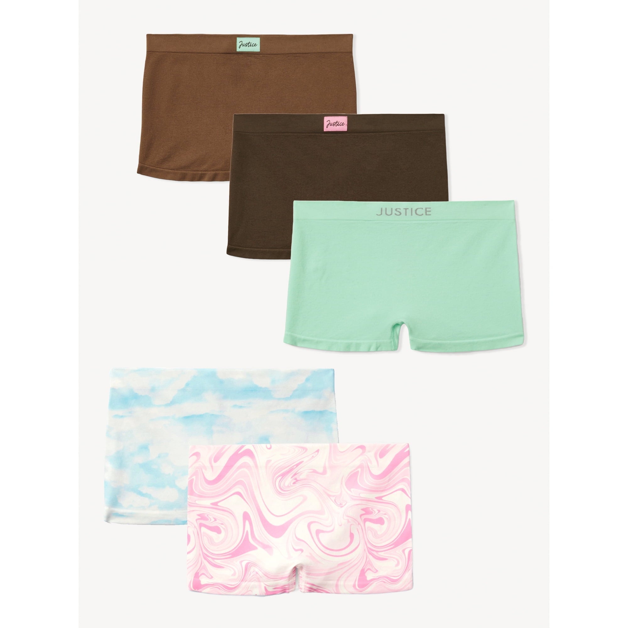 المقاس: 10 - ملابس داخلية قصيرة من مجموعة "Shades Collection" للفتيات من Justice Girls، عبوة من 5 قطع