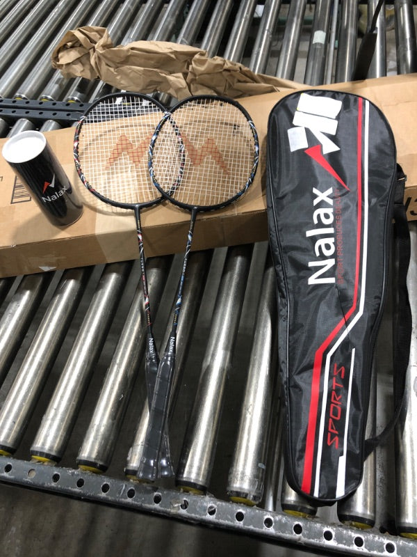 Nalax Badminton Set,2 Player Badminton Rackets Carbon Fiber Badminton Racquet with 3 Shuttlecocks and 1 Carrying Bag.