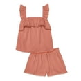 SIZE: 18M - Modern Moments By Gerber Toddler Girl Top and Short Outfit Set, 2-Piece