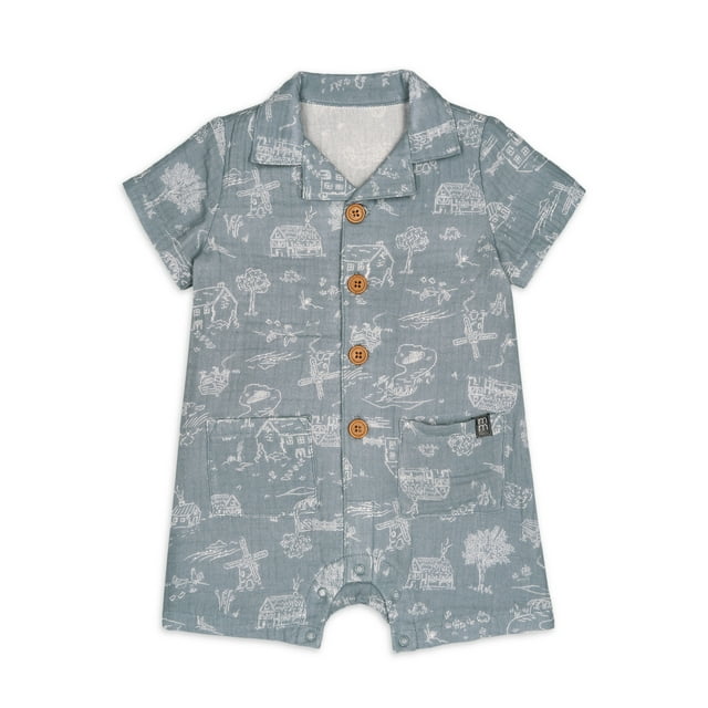 Sizes 0/3 Months - Modern Moments by Gerber Baby Boy Short Sleeve Collared Romper