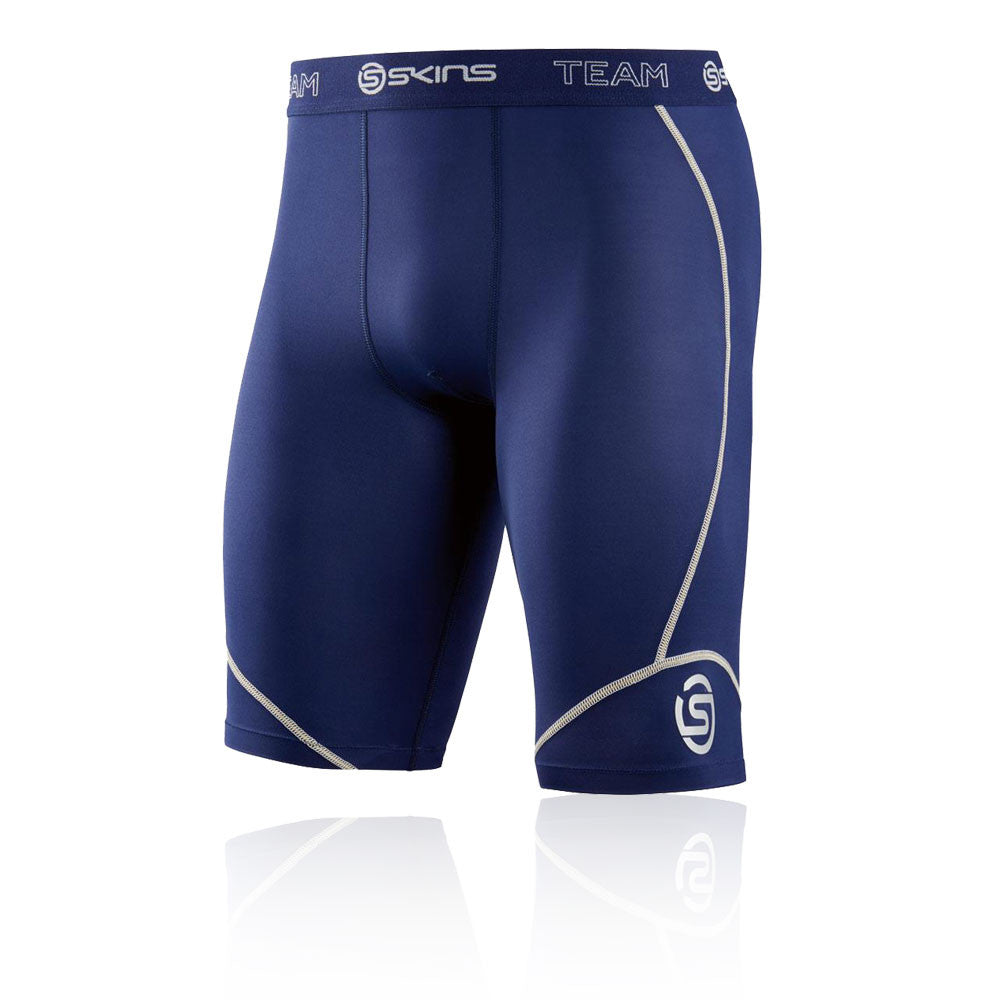 SKINS DNAMIC MENS COMPRESSION HALF TIGHTS - NAVY BLUE