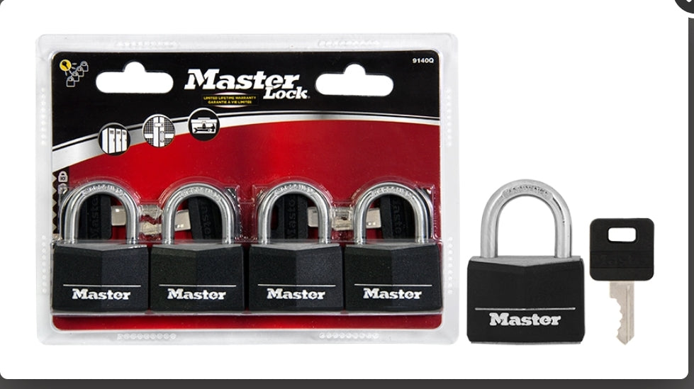 PADLOCK 40MM 21MM 4-PACK VINYL