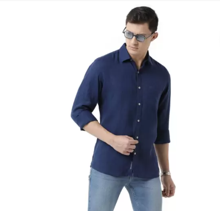 قميص رجالي كاجوال بتصميم ذاتي وقصة عادية من Linen Club