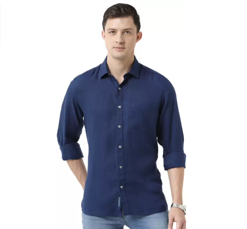قميص رجالي كاجوال بتصميم ذاتي وقصة عادية من Linen Club