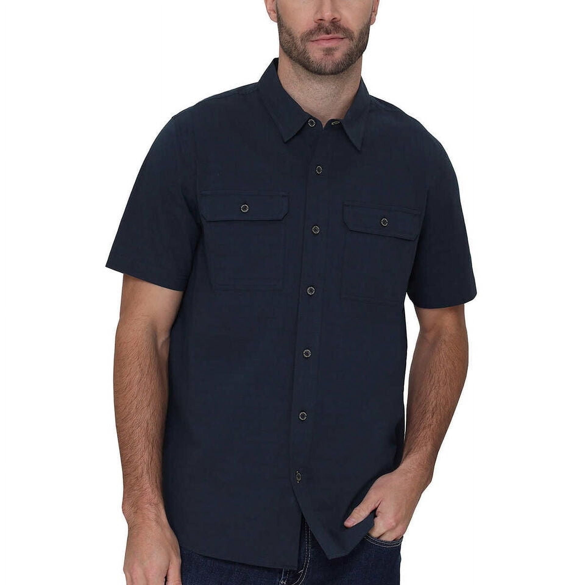 Size: XL - Sierra Design Men’s Short Sleeve Woven Shirt (Navy, X-Large) DU