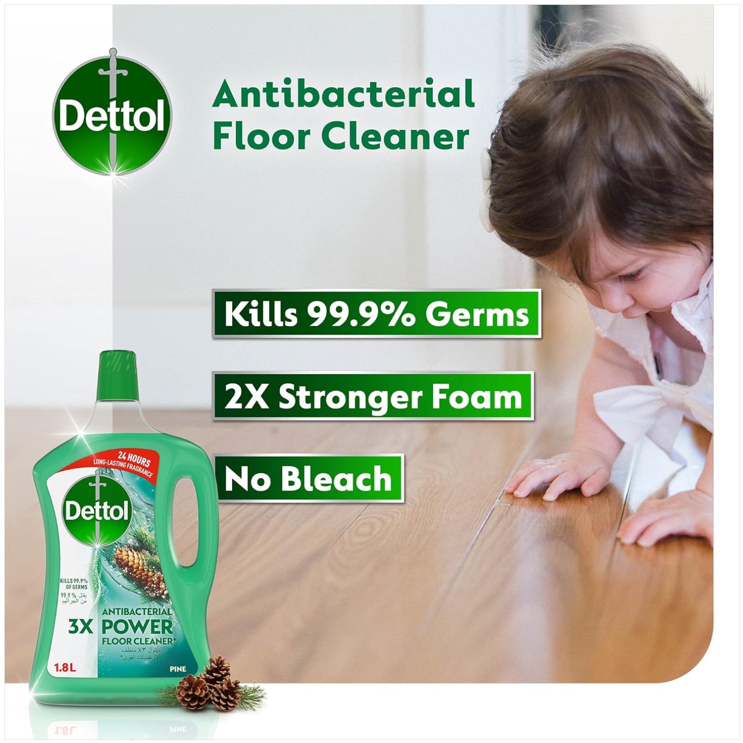 Dettol Pine Antibacterial Power Floor Cleaner 1.8L