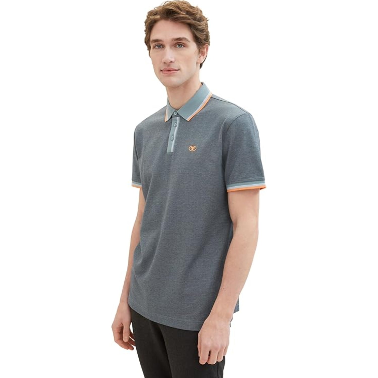 TOM TAILOR Men's Basic Pique Polo Shirt Navy Grey Mint Twotone