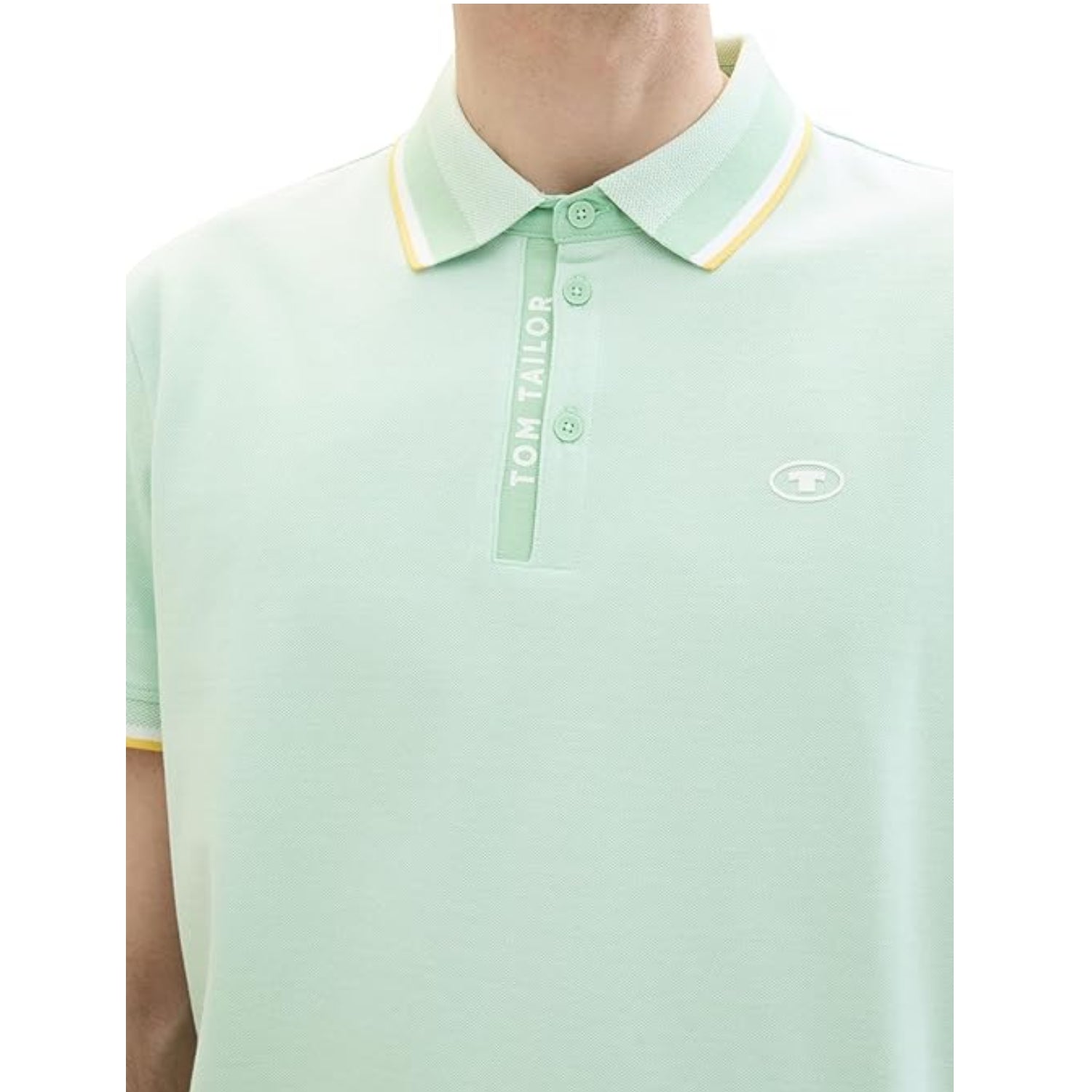 TOM TAILOR Men's Basic Pique Polo Shirt Mint White Two Tone
