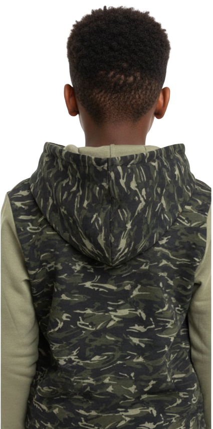 MTA SPORT Kids Hoodie, 8-16Y, Olive Camo Black