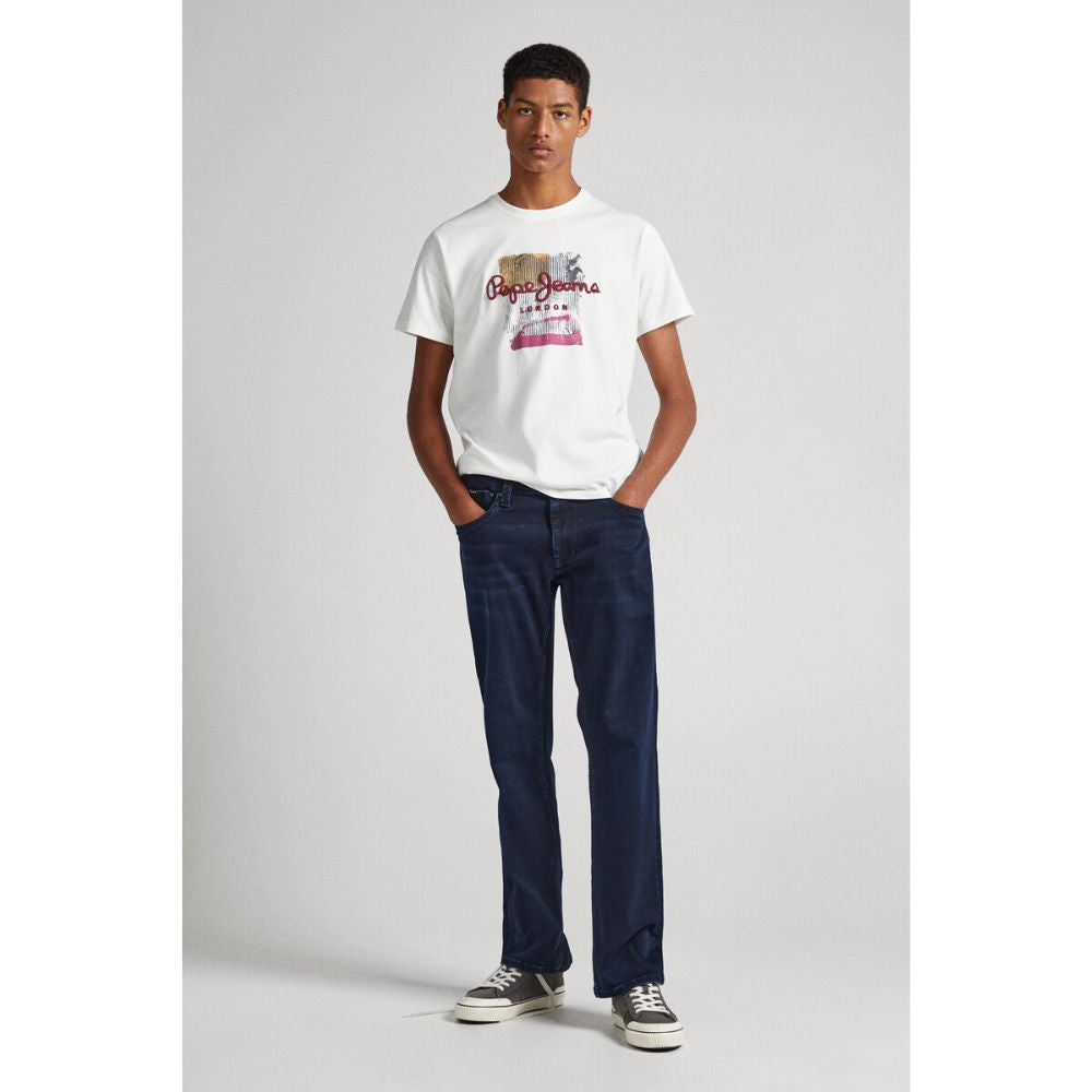 Pepe Jeans White Puff Print T-Shirt Effortless Style & Comfort