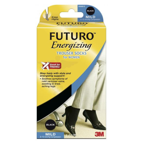 Futuro Energizing Trouser Socks for Women Mild Large Black 1 Pair