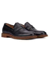 Clarks Men’s Black Leather Penny Loafers – Classic Slip‑On Dress Shoes with Comfort Sole