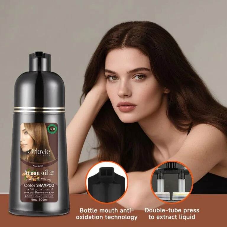 Orlavie Argan Oil Hair Color Shampoo Dark Brown Ammonia Free 500ml*