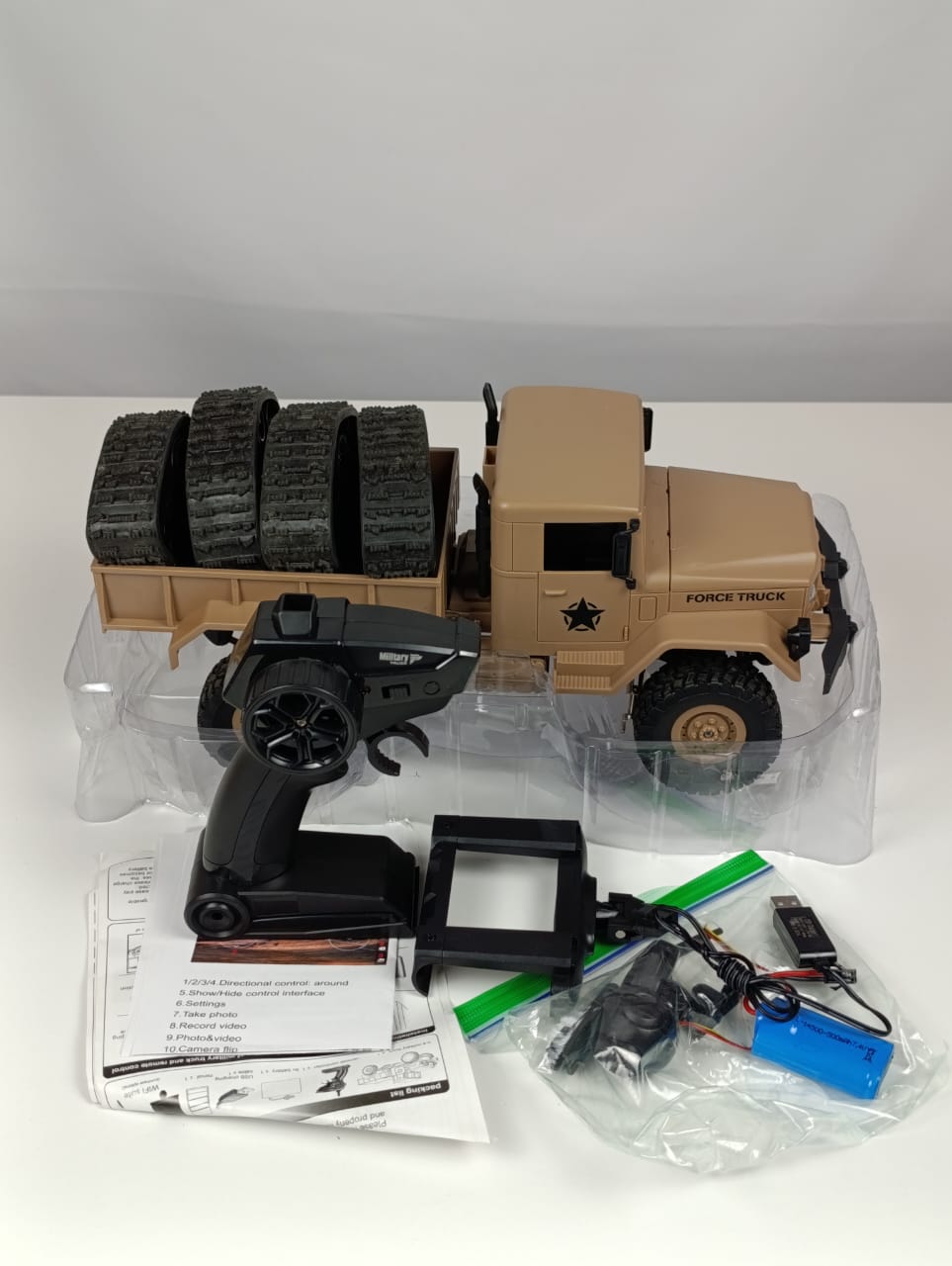 Spobot RC Military Transport Truck, RC Off-Road Vehicle 6WD with All Terrain, Remote Control Rack Car With2 Set of Batteries &Realistic Light is Good for Kid Gift