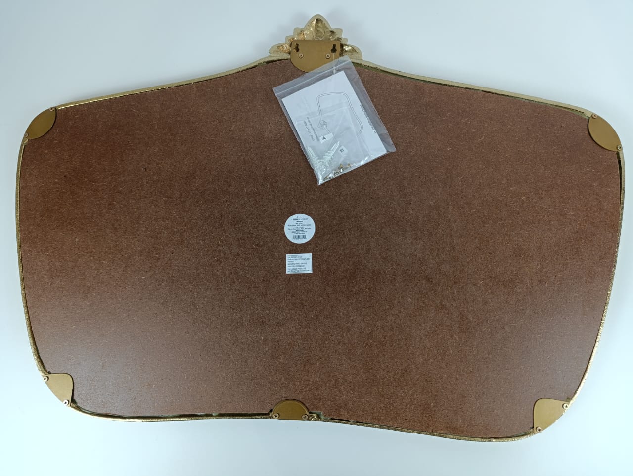 SEALED - 90 CM X 60 CM - Cast Decorative Metal Wall Mirror Gold - Threshold - D