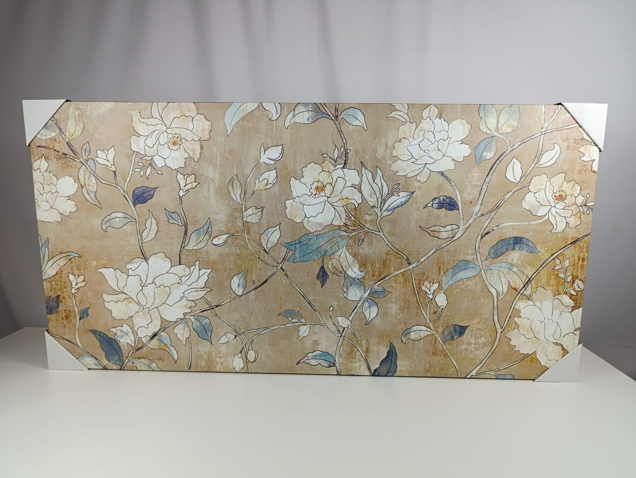 لوحة قماشية بدون إطار مزخرفة بنقشة زهور، مقاس 120 سم × 60 سم، مختومة - عتبة