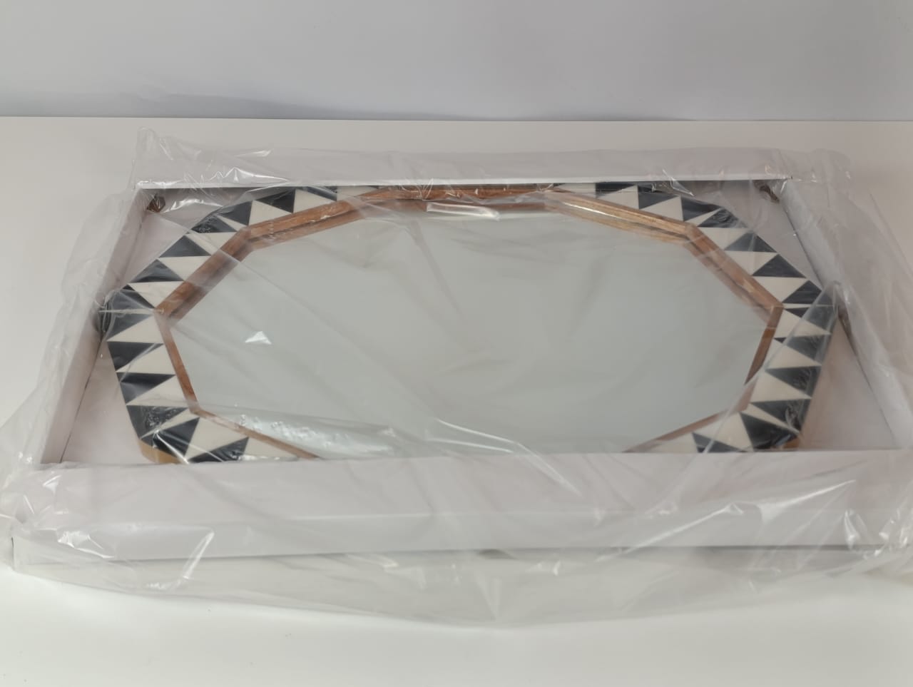 SEALED - 45CM X 60CM - Wood Resin Decorative Wall Mirror Brown - Opal house Designed with Jungalow (A)