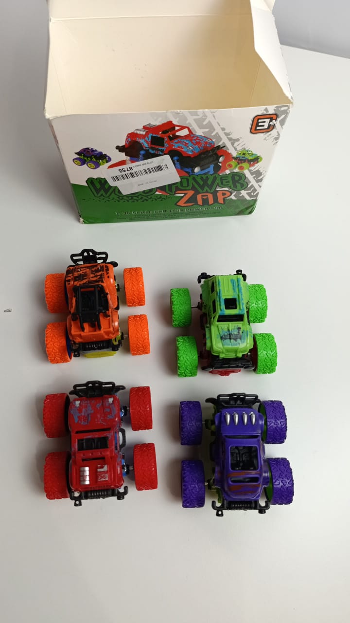 Monster Truck Toys - Inertia Car Educational Toy Cars, Friction Powered Toy Cars Push and Go Vehicles for Kids Best Gift for Boys Girls Age 3 and Above (4 CAR SET)