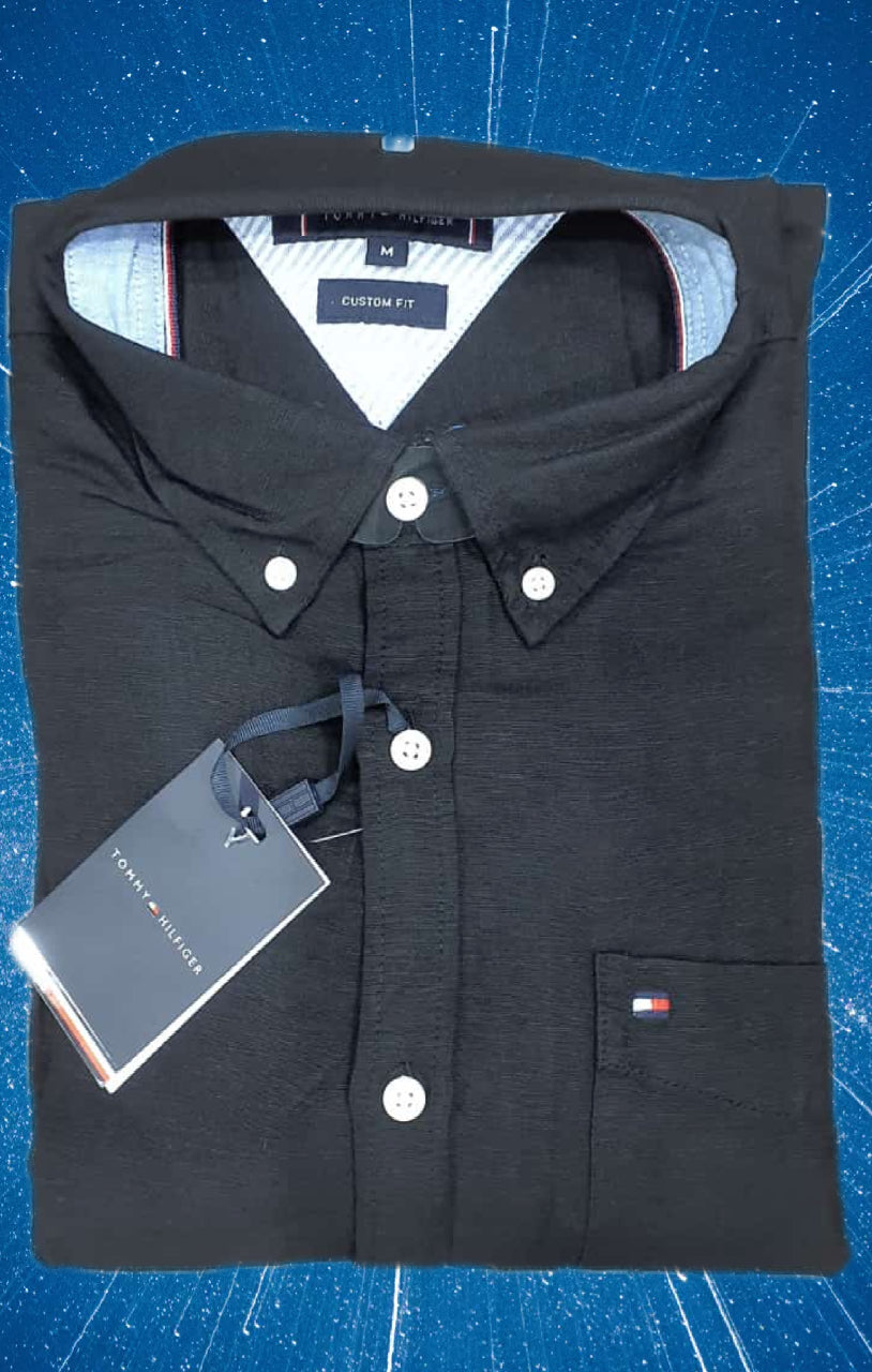 Tommy Hilfiger Men’s Long Sleeve Shirt, BLACK
