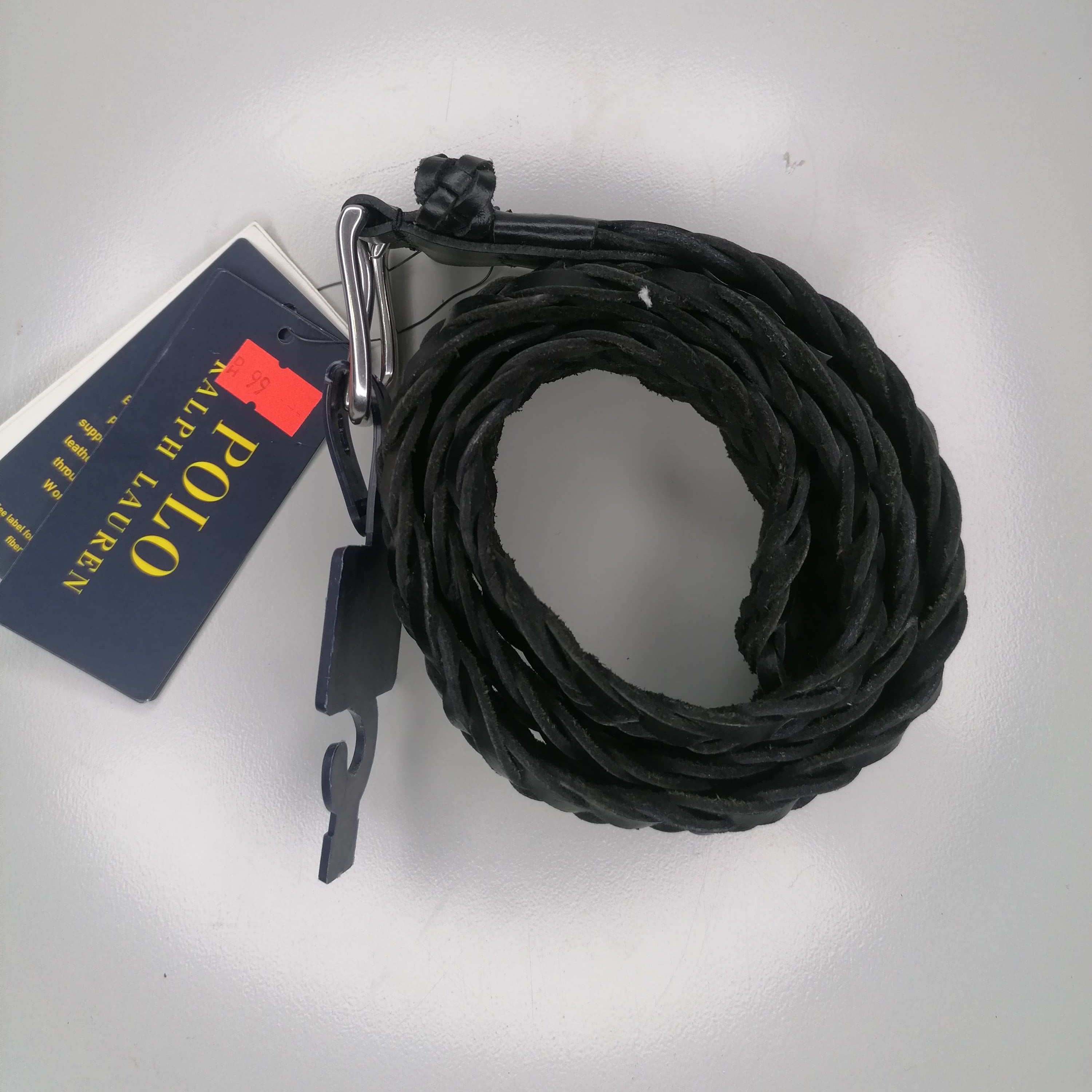 POLO RALPH LAURAN Black Leather Belt (34)