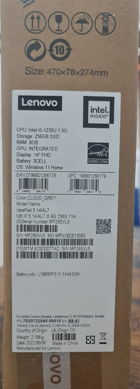 Lenovo IdeaPad 5 14IAL7 Laptop | 14" FHD | Core i5-1235U - 256GB SSD Hard Drive - 8GB RAM | Win 11 Home | Cloud Grey