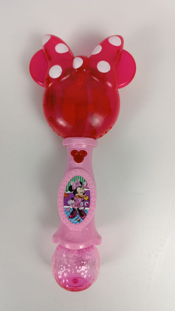 عصا الفقاعات الموسيقية المضيئة والصوتية من ديزني ميني ماوس للأطفال الصغار، تتضمن محلول الفقاعات، متعدد الألوان (2051)
