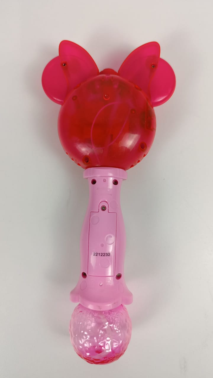 عصا الفقاعات الموسيقية المضيئة والصوتية من ديزني ميني ماوس للأطفال الصغار، تتضمن محلول الفقاعات، متعدد الألوان (2051)