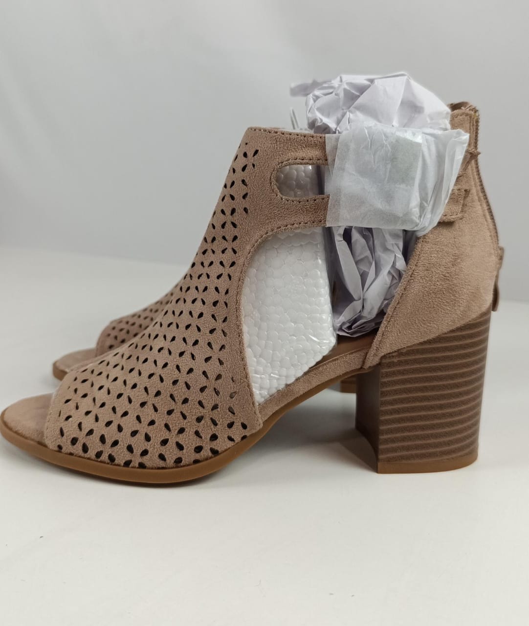 SIZE: 38 - Alexis Bendel Women's Cut-Out Open Toe Bootie Taupe