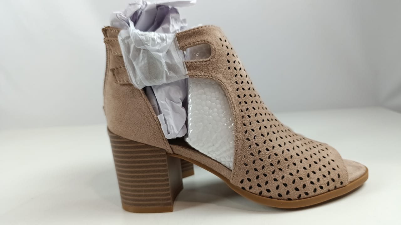 SIZE: 38 - Alexis Bendel Women's Cut-Out Open Toe Bootie Taupe