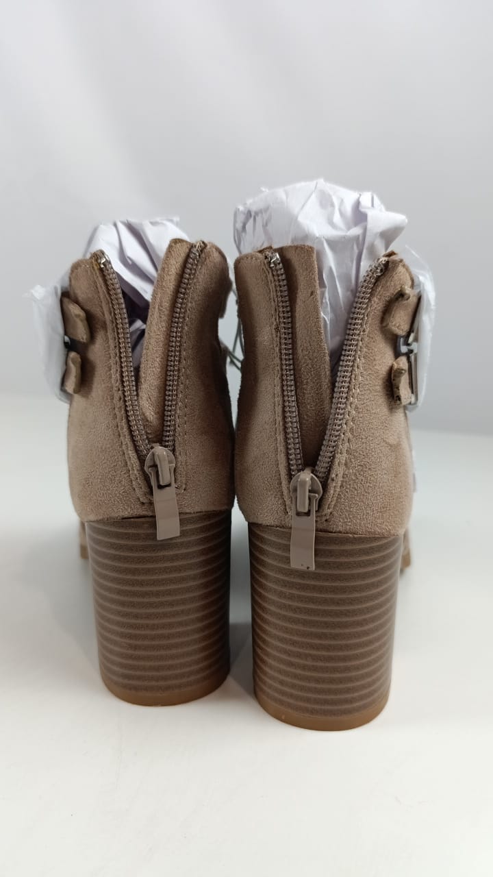 SIZE: 38 - Alexis Bendel Women's Cut-Out Open Toe Bootie Taupe