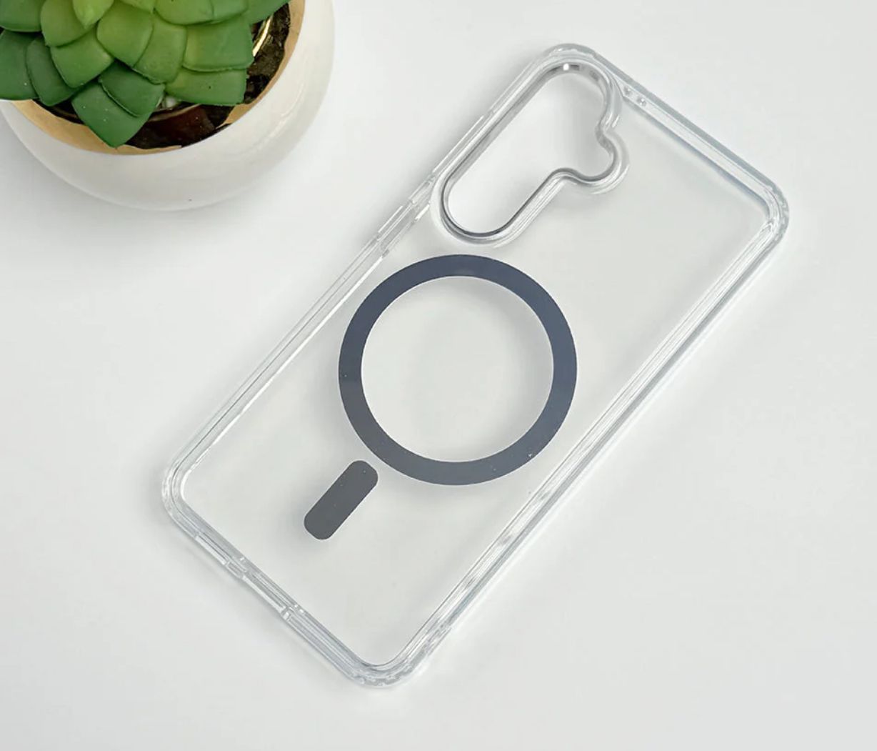 Samsung galaxy S24 clear case with magnetic charging ring