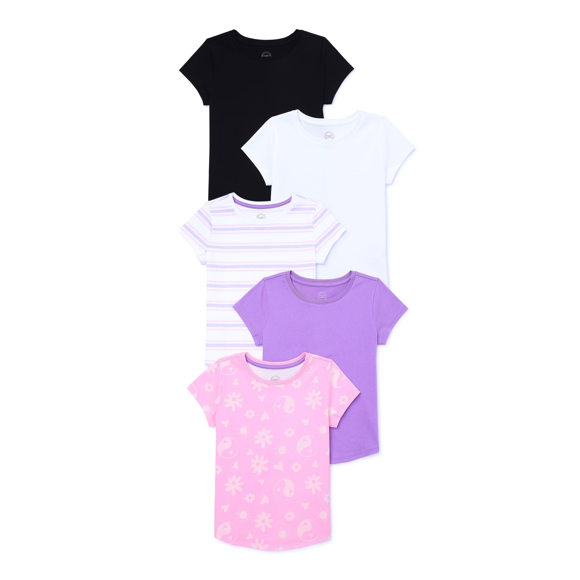 SIZE: L(10-12) - Wonder Nation Girls Kid Tough T-Shirt with Short Sleeves