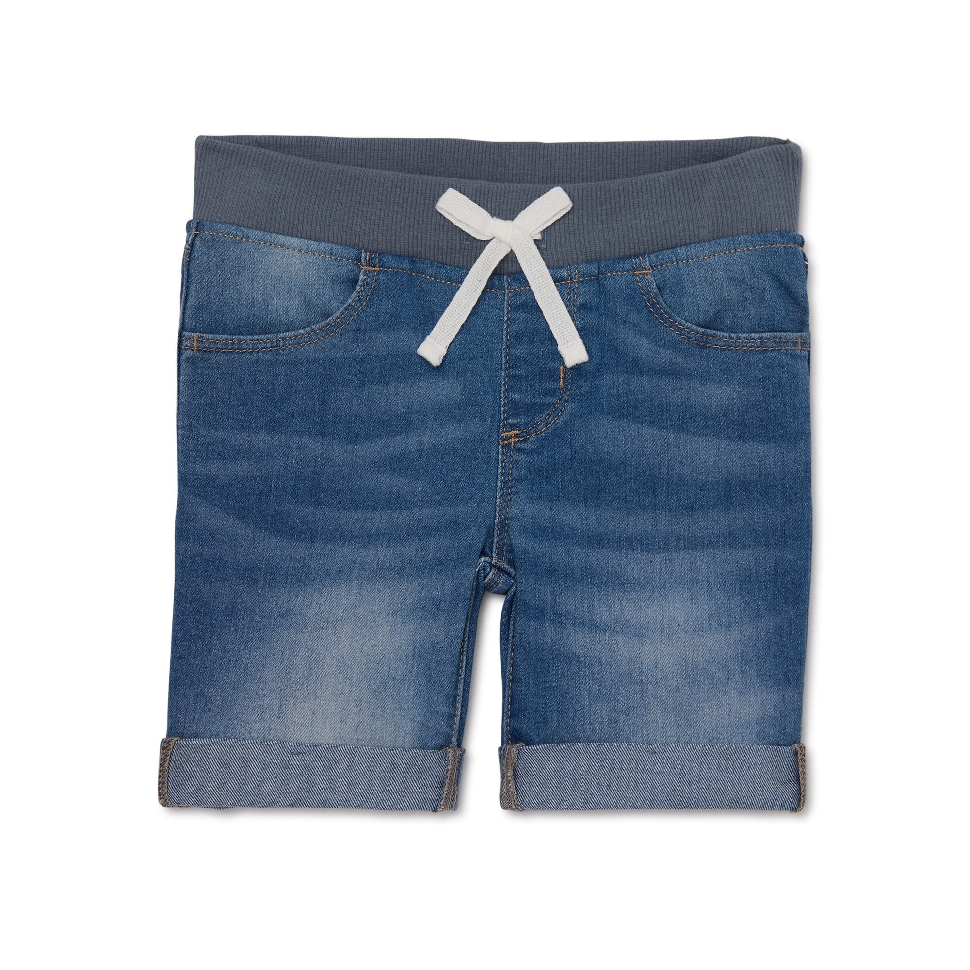 SIZE: XXL(18) - Wonder Nation Girls Knit Waist Denim Bermuda Shorts